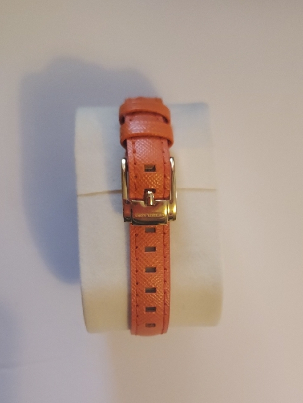 Michael Kors Watch Large Face Gold And Orange Leather Band - Picture 3 of 16